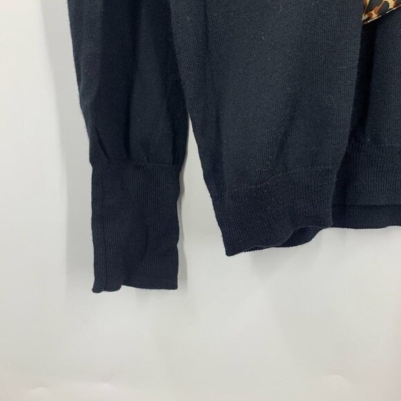 14th & Union Women's Leopard Tie Scarf Knit Pullover Sweater‎ Black Size S NWT - Picture 4 of 11